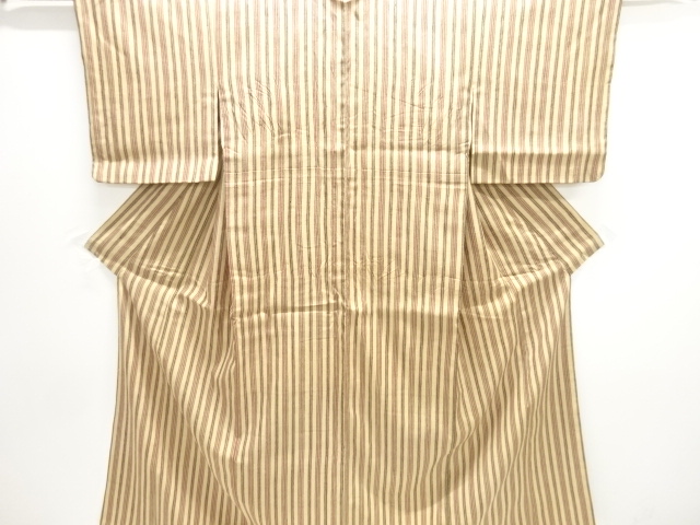 JAPANESE KIMONO / ANTIQUE KIMONO / SILK / TSUMUGI / WOVEN STRIPE